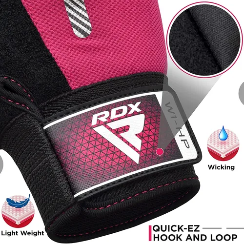 Miniatura 6 de RDX Guantes de levantamiento de pesas para gimnasio, entrenamiento de fitness, protección completa acolchada antideslizante, ultra ventilados, Rosa