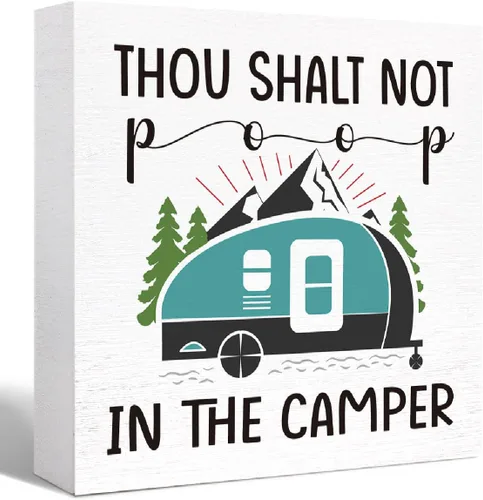 Miniatura 7 de Divertido letrero de madera para acampar con texto en inglés "Ain't No Mountain High Enough Bloque de madera para casa rodante, decoración