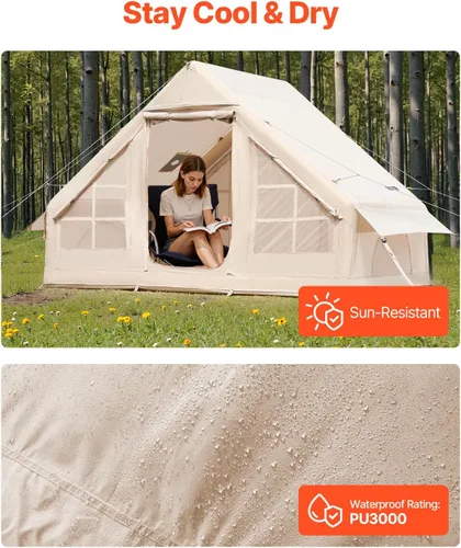 Miniatura 4 de VEVOR Tienda de campaña inflable para camping, tienda inflable de fácil instalación con bomba de mano, tienda de campaña Glamping para 4 estaciones