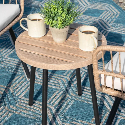 Miniatura 5 de NUU GARDEN Juego de 3 piezas para patio bistró, mesa de mimbre para exteriores y 2 sillas, muebles compactos beige para porche, patio trasero, junto