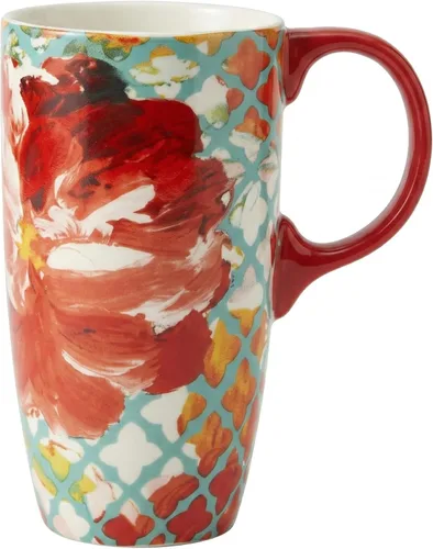 Miniatura 14 de Topadorn Tazas de Viaje de Cerámica Taza de Té Latte de Porcelana Taza de Café con Caja de Regalo, 17 oz. Jardín Rosa Rosa (PINK GARDEN)