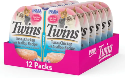 Miniatura 9 de INABA Gemelos para gatos, guarniciones/copas, 1.23 onzas por porción, 12 porciones, receta de pollo