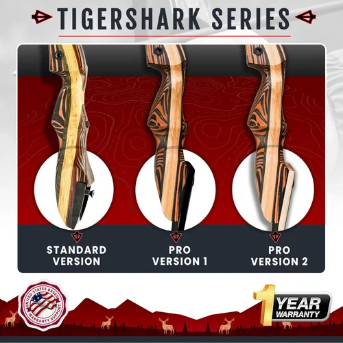 Miniatura 5 de Southwest Archery Tigershark Takedown - Arco recurvo – Versiones estándar y PRO – Arco de caza de 62 pulgadas – zurdo y diestro – Pesos de tracción