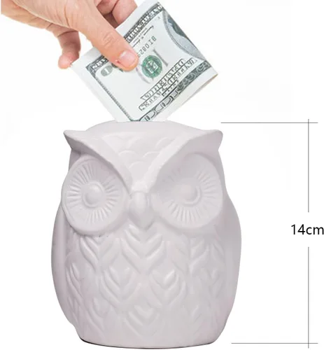 Miniatura 5 de Estatua de búho, estatua de animal, decoración moderna, escultura, regalo para escritorio, estantería, mesa de oficina, cerámica, 5.5 pulgadas