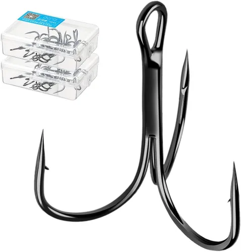 DONQL Anzuelos de pesca Gancho de agudos de acero de alto carbono Ganchos agudos Super Sharp Solid Triple Barbed Fish Hook