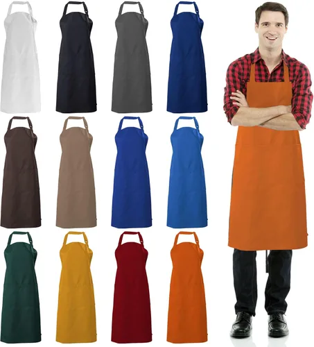 Miniatura 7 de Delantal ajustable con 2 bolsillos para hombres y mujeres, chef cocina cocina
