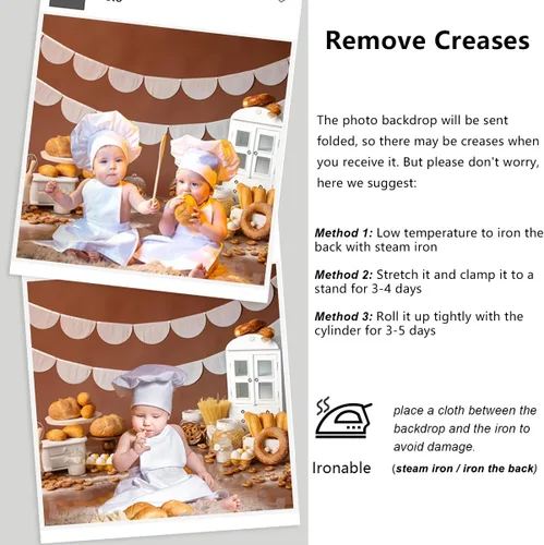 Miniatura 5 de YongFoto Fondo de Mesa de Panadería para Hornear 5x3 pies Pan Dona Galleta Gabinete Blanco Fondo de Fotografía Niño Niña Cake Smash Cumpleaños Baby