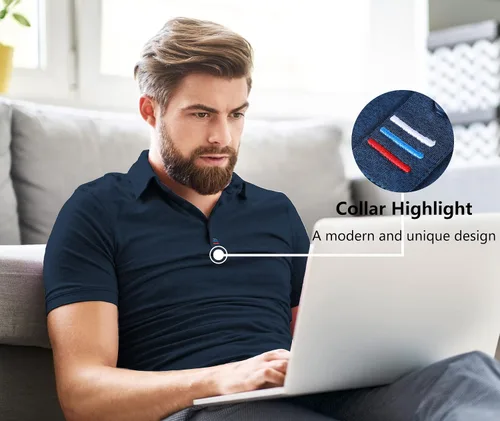 Miniatura 3 de V VALANCH Polo de golf de manga corta para hombre, estilo casual, con cuello que absorbe la humedad