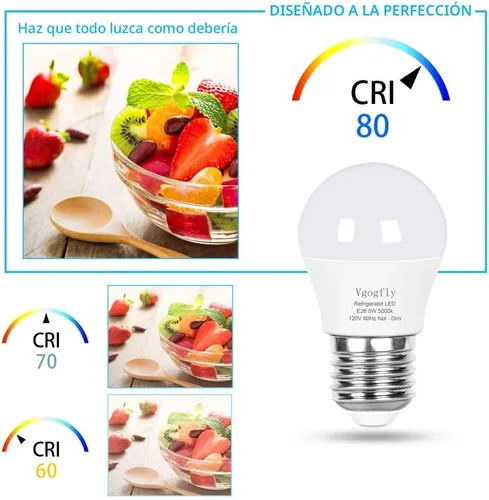 Miniatura 6 de Bombilla LED para refrigerador, equivalente a 40 W, 120 V, A15, bombillas impermeables para nevera, 5 W, luz blanca de día, 5000 K, E26, base media