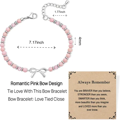 Miniatura 5 de Pulsera de onda/lazo/cruz para mujer, coloridas pulseras de cuentas de piedra natural, regalo único de amistad para mejor amiga, hermana, mejor