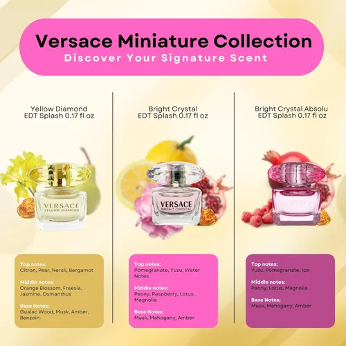 Miniatura 4 de Versace Colección de Fragancias en Miniatura de 3 Piezas - Bright Crystal Absolu, Bright Crystal, Yellow Diamond - Set de Regalo para Mujeres 0.17
