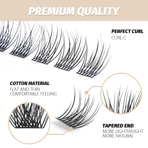 Miniatura 4 de Extensiones de Pestañas DIY Racimos de Pestañas 120 Racimos Pestañas Postizas Efecto 3D Pestañas Individuales Naturales Juego en Casa Kit