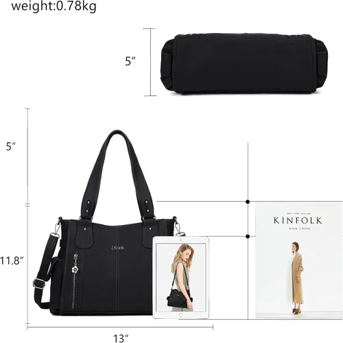Miniatura 2 de KL928 - Bolsas grandes y bolsos de mano para mujeres con múltiples bolsillos suaves piel sintética y estilo hobo