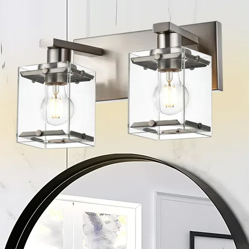 Miniatura 13 de Lámpara de pared negra de WINSHEN, lámpara de tocador de baño de 2 luces, lámpara de montaje en pared sobre espejo para dormitorio, estudio, sala