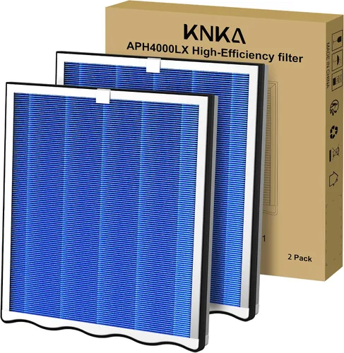 KNKA Filtro de repuesto para purificador de aire genuino APH4000, paquete de 2 filtros de carbón activado y de alta eficiencia, captura caspa de Azul