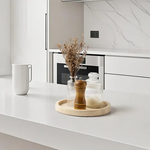 Miniatura 4 de Bandeja de tocador de mármol natural para baño, cocina, tocador, bandejas decorativas de piedra travertino para joyas, perfume, cosméticos, velas