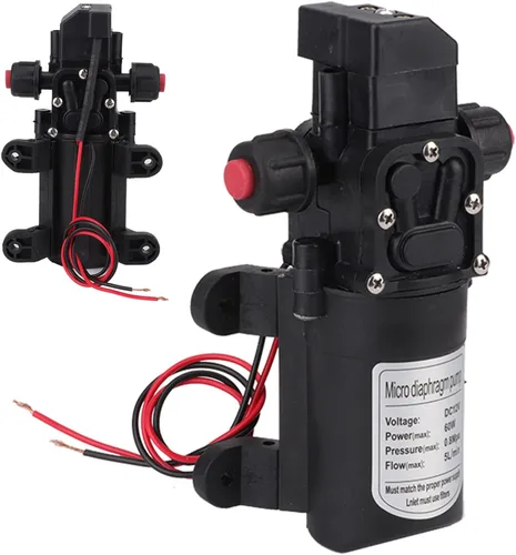 Miniatura 7 de Bomba autocebante de agua, bomba de microdiafragma de alta presión de 12 V 60 W, bomba de rociador autocebante de 116 PSI para caravana, camping