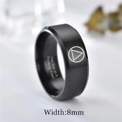 Miniatura 2 de One Day At A Time Sobriety Gifts - Anillo de acero inoxidable para mujeres y hombres, anillo de recuperación sobria, inspirador, alcohólicos