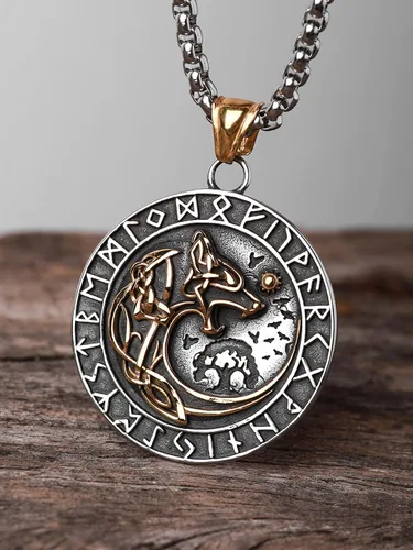 Miniatura 2 de HAQUIL Viking Necklace, Skoll Hati Wolf Pendant, Viking Jewelry Gift for Men and Women