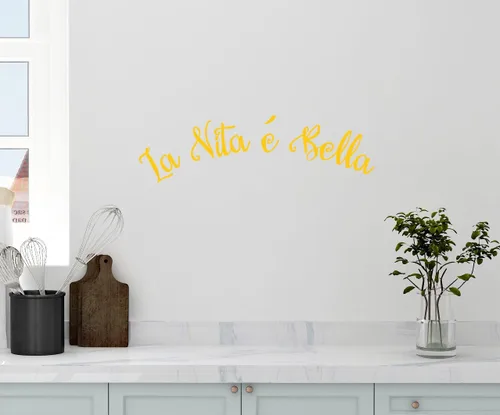 Miniatura 2 de 24"x6" la vita e Bella la vida es bella Cita de cocina Home House Italiano Frase diciendo calcomanía de Pared Arte Mural Home Decor