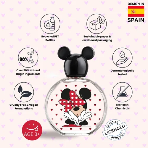Miniatura 2 de Minnie Mouse, Disney, Fragancia, para Niños, Eau de Toilette, EDT, 3.4 oz, 100 ml, Perfume, Spray, Fabricado en España, por Air Val International