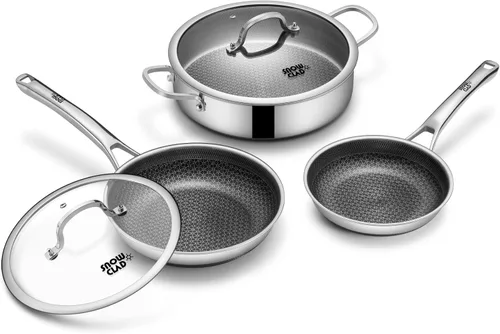 Miniatura 9 de Sartén híbrida antiadherente de 5 cuartos de galón para uso diario, freidora de pollo, utensilios de cocina sin PFOA, sartenes de 12 pulgadas