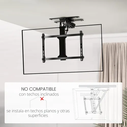 Miniatura 6 de VIVO Soporte eléctrico para TV de techo abatible y giratorio para pantallas de 32 a 70 pulgadas, montaje VESA de techo plano motorizado grande