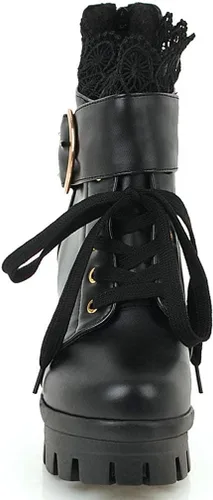 Miniatura 3 de Parisuit Botas de tobillo de plataforma gruesa para mujer con cordones y tacón alto
