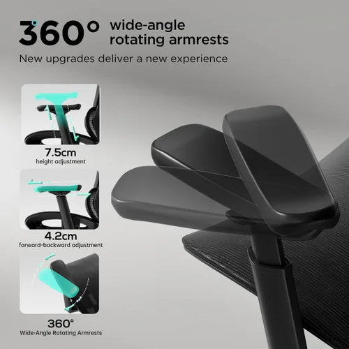 Miniatura 4 de Hbada P2 Silla de oficina ergonómica con soporte lumbar 3D, sillas de malla con brazos de rotación 3D de 360°, reposacabezas 3D y asiento cómodo
