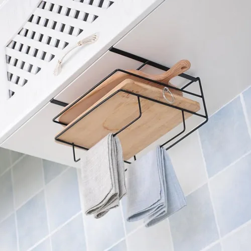 Miniatura 6 de Soporte para tabla de cortar montado en la pared, estantes de almacenamiento de cocina de hierro para una organización cómoda, ahorro de espacio