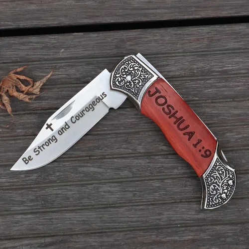 Miniatura 3 de Grabado Sea Fuerte y Valiente - JOSHUA 1:9 Regalos Católicos Cristianos Versículo Bíblico Herramienta Utilitaria, Escritura Bautizo Religioso