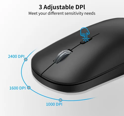 Miniatura 9 de Teclado y mouse inalámbricos, teclado de computadora plano delgado de tamaño completo y mouse óptico silencioso de 2400 DPI con dongle de 2.4 GHz