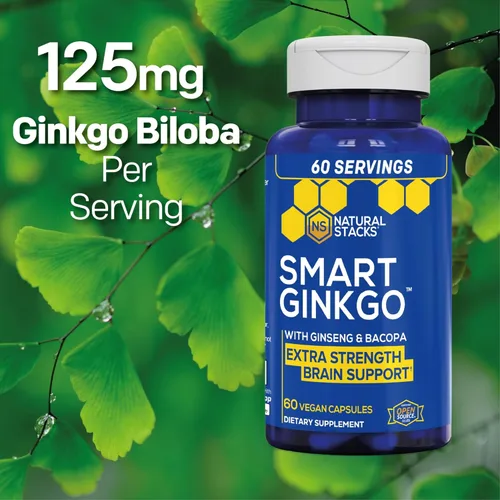 Miniatura 6 de NATURAL STACKS Paquete de suplemento Smart Ginkgo Biloba y Smart NMN - Soporte cerebral extra fuerte y apoyo NAD+* - 120 cápsulas totales