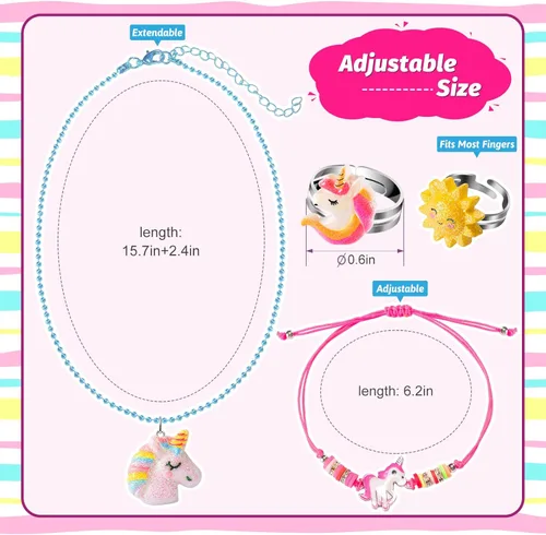 Miniatura 2 de Joyería para niñas de BeAndge, juguetes para niñas de 4-6, 4-5 años, conjunto de joyería para niños pequeños para disfrazarse y vestirse de 6-8