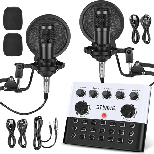 Miniatura 8 de Paquete de equipo de podcast todo en uno F993, paquete de estudio de grabación BM-800 con cambiador de voz, tarjeta de sonido en vivo, interfaz