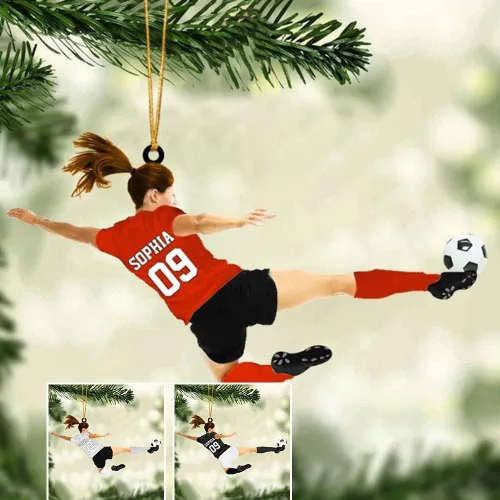 Miniatura 21 de Adorno de fútbol personalizado, adorno de Navidad de jugador de fútbol personalizado con nombre y número, regalo deportivo único para hombres