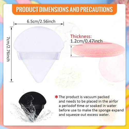 Miniatura 2 de Meanplan 100 esponjas de maquillaje suaves triangulares para la cara, esponjas de maquillaje suaves para terciopelo suelto, base cosmética, esponja
