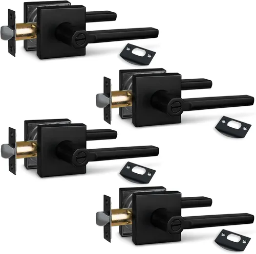Miniatura 42 de NEWBANG Palanca de puerta de cama/baño para privacidad Baño e interior Manija de cerradura de puerta en negro mate envejecido, HD1601-DB-BK-1P