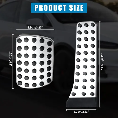 Miniatura 3 de Cubierta de pedal de freno y gasolina: acero inoxidable cepillado con almohadillas antideslizantes de goma compatibles con Mercedes-Benz