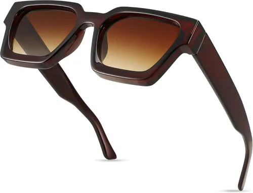Miniatura 87 de FEISEDY Gafas de sol cuadradas retro de los años 90 para mujeres y hombres, gafas de sol rectangulares gruesas de moda con protección UV400 B2385