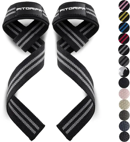 Miniatura 19 de Fitgriff® Correas de muñeca para levantamiento de pesas, gimnasio, peso muerto, entrenamiento (hechas de algodón premium y acolchadas) - Hombres