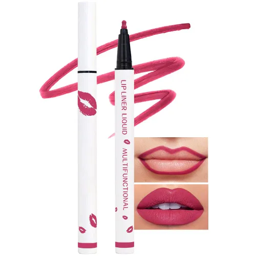 Kaely Lápiz delineador de labios líquido de larga duración rosa impermeable, marcador de manchas de 24 horas, delineador de labios 2 en 1 mate