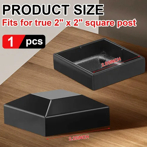 Miniatura 2 de Dunzy Tapas de aluminio para postes de valla de 2 x 2 pulgadas, tapas negras para buzón, cubierta de poste de ajuste a presión para buzón de metal