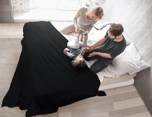 Miniatura 4 de Utopia Bedding - Cobija de punto 100% algodón, transpirable, ligera y suave, tamaño Queen, 300 GSM, para todas las estaciones, color negro