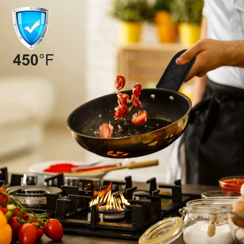 Miniatura 5 de Evoio Fundas de mango de sartén de hierro fundido, fundas para mango de olla, resistentes al calor, resistentes al calor, fundas para mango Negro