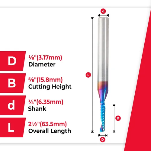 Miniatura 4 de Amana Tool Spektra 51445-K, 51445-K, 1/8 D x 5/8 CH x 1/4 SHK x 2-1/2 pulgadas de largo, acabado de espejo