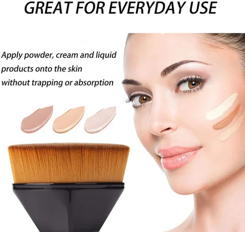 Miniatura 2 de Brochas para Base De Maquillaje, Cepillo De Maquillaje Con Tapa Plana con Estuche de Almacenamiento, Cepillo de Base Kabuki de parte superior plana