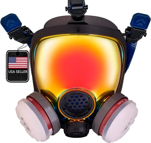 Miniatura 12 de Parcil Distribution Full Face Respirator Mask - Air Purifying, Organic Vapor & Particulate - Industrial Use - CE Tested Pd-100 Azul Ártico