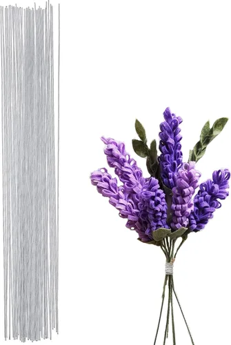 Miniatura 7 de BEADNOVA Tallos de flores falsas, 50 piezas de calibre 22, tallos de alambre floral para manualidades, arreglos de floristería, ramo de bricolaje