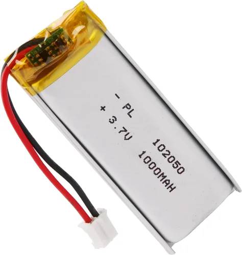 Batería Lipo de 3.7V 1000mAh 102050 Batería recargable de polímero de litio con conector JST PH2.0.000 in para altavoz Bluetooth, GPS, reloj